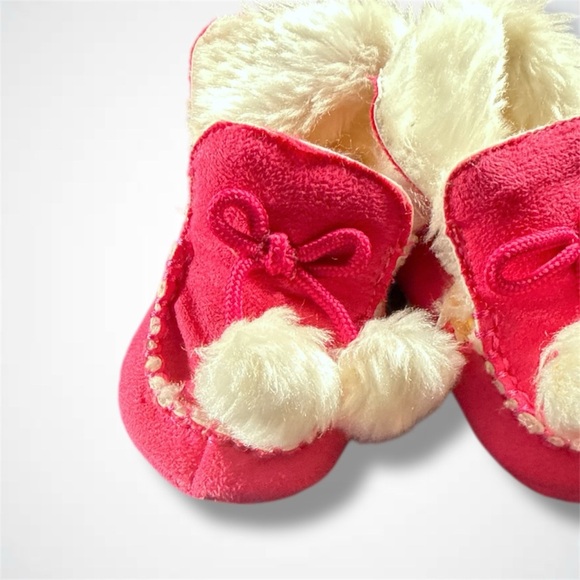 Pink Velour Booties with Fur Trim - Picture 4 of 4